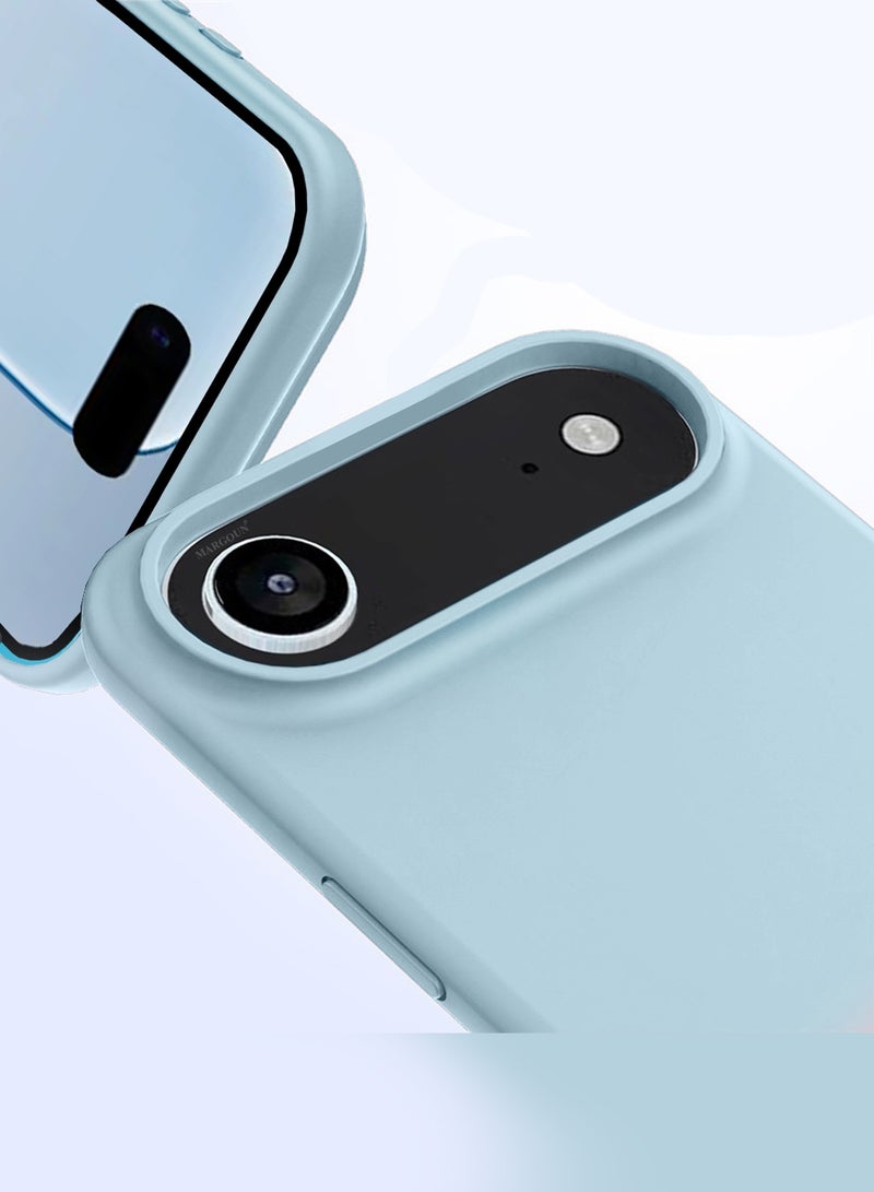 CATANES 3 Packs Silicone Protective Phone Case for iPhone 17 Air , Soft Anti-Scratch Microfiber Lining Ultra Slim Drop Protection Phone Cover with Two Privacy Screen Protectors - Sky Blue - Image 3