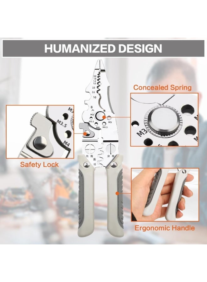 Relex Multifunctional Wire Stripper Crimper Cable Cutter Pliers, Professional Electrical Wire Stripping Tool, Wire Strippers and Crimping Tool for Stripping, Cutting and Crimping - Image 3