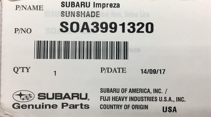 Subaru Foldable Sun Shade for Impreza, WRX STi, and Crosstrek (2015-2021) - OEM New - Image 2