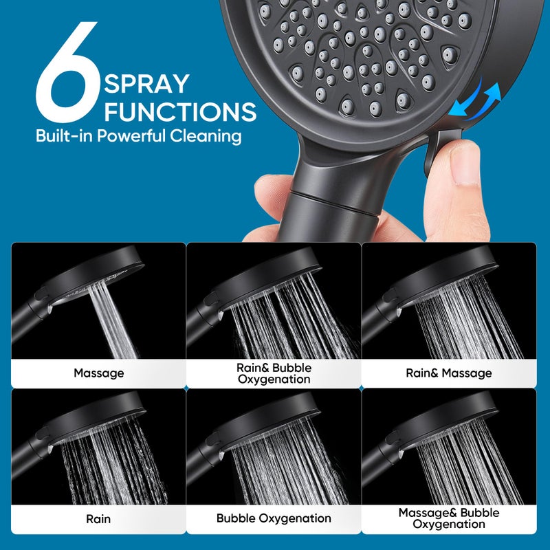 Cobbe Filtered Shower Head with Handheld, High Pressure 6 Spray Mode Showerhead with Filters, Water Softener Filters Beads for Hard Water - Remove Chlorine - Reduces Dry Itchy Skin, Matte Black - Image 5
