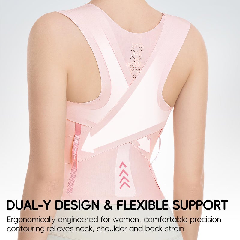 babaka Posture Corrector for Women, Invisible Lightweight Adjustable Back Brace for Upper and Lower Back Pain Relief, Hunchback, Hump, Scoliosis, Thoracic, Spine Corrector Under Clothes (Pink, Medium, Waist: 29''-35'') - Image 5