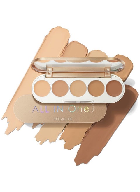 Goldenage 5 In 1 Multi Uses Concealer Palette 5 Colors Correcting Conceal Palette Camouflage Contour Palettes For Dark Circles Face Contouring Highlighter Pallet Ne02 Medium Deep