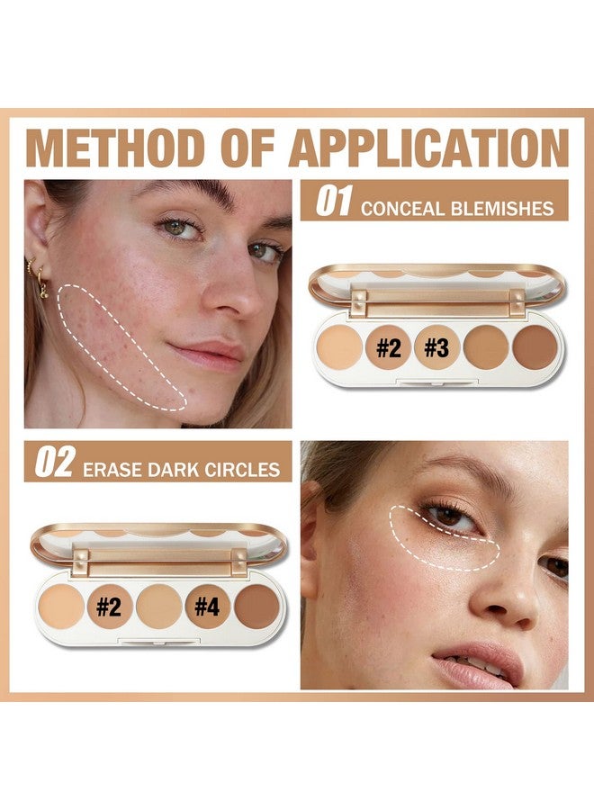 Goldenage 5 In 1 Multi Uses Concealer Palette 5 Colors Correcting Conceal Palette Camouflage Contour Palettes For Dark Circles Face Contouring Highlighter Pallet Ne02 Medium Deep
