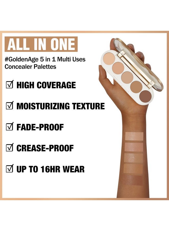 Goldenage 5 In 1 Multi Uses Concealer Palette 5 Colors Correcting Conceal Palette Camouflage Contour Palettes For Dark Circles Face Contouring Highlighter Pallet Ne02 Medium Deep