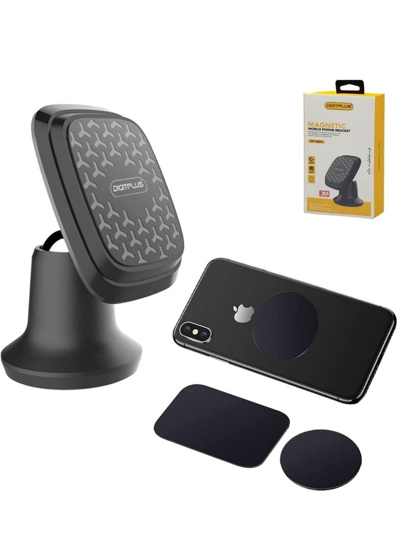 Digitplus DIGIT PLUS Car phone holder magnet dashboard phone car holder magnetic mount strong suction 360 degree rotation 2 magnetic plates with very strong marantic power compatible with iPhone Samsung Huawei  - Image 1