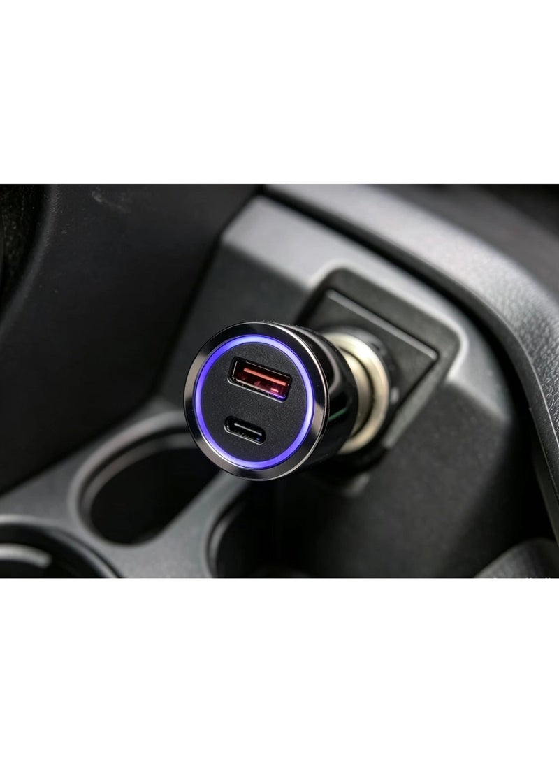 جبني شاحن سيارة بمنفذين، USB-A وتايب سي، خرج أقصى 30 واط، مدخل 12V-24V - Image 3