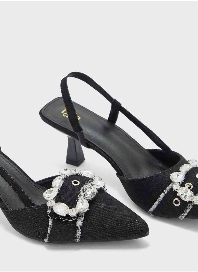 ELLA Embellish Buckle Sling Back Pump