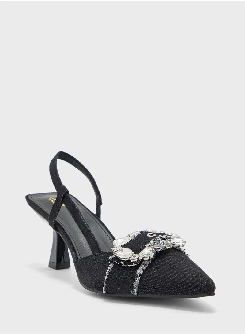 ELLA Embellish Buckle Sling Back Pump