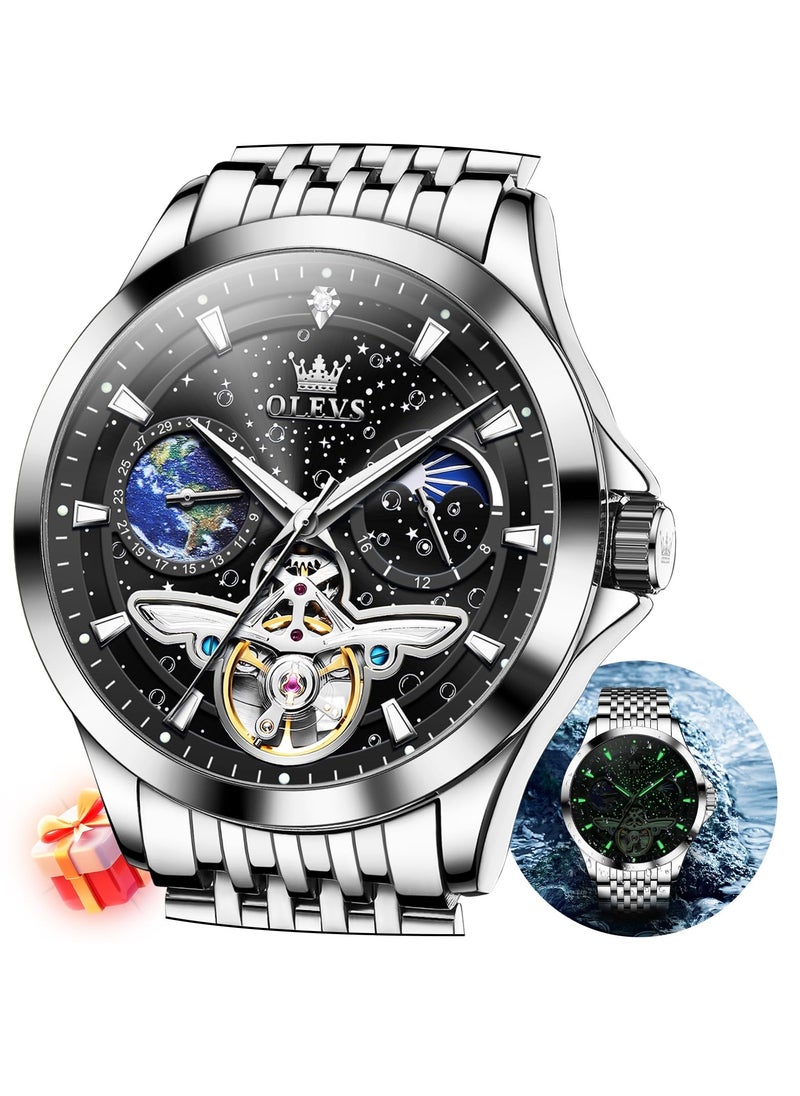 OLEVS OLEVS Men's Automatic Hollow Luxury Fashion Waterproof Luminous Watch 6705  - Image 1