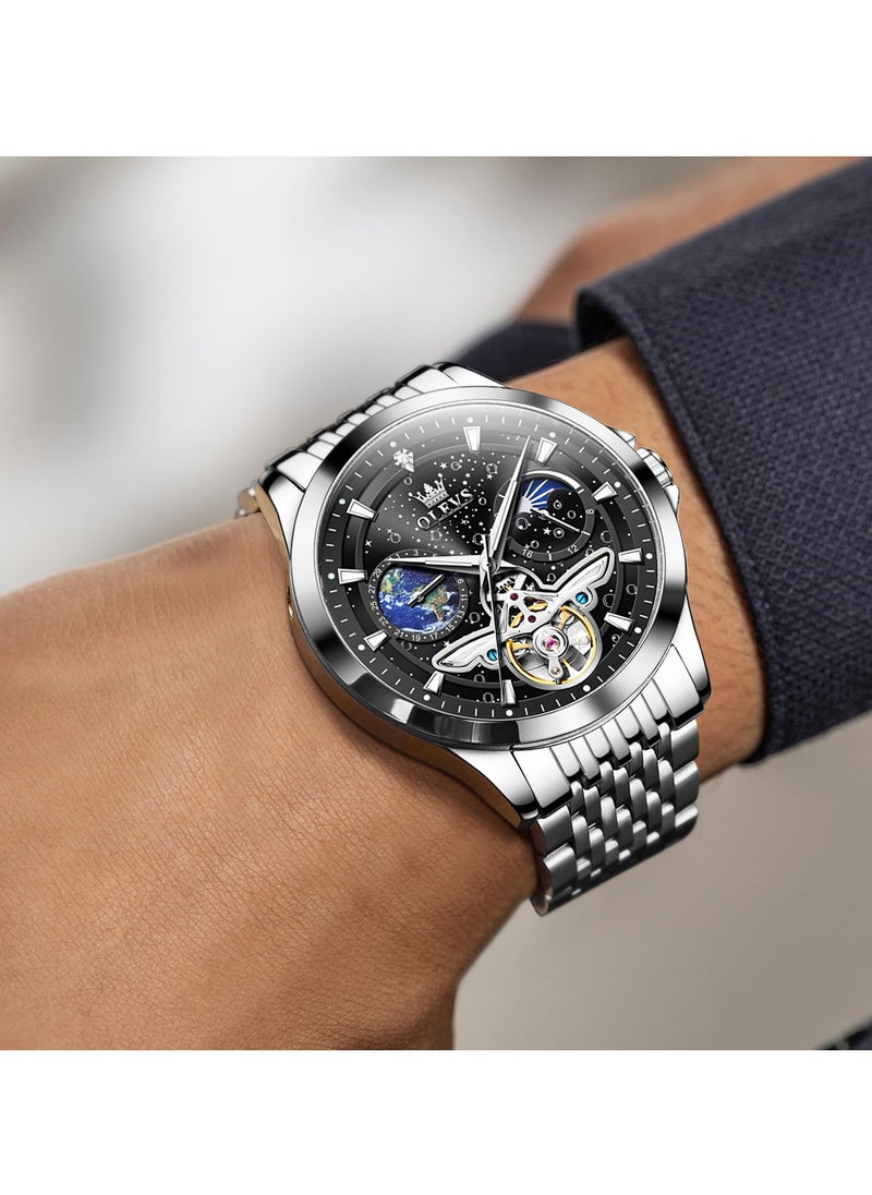 OLEVS OLEVS Men's Automatic Hollow Luxury Fashion Waterproof Luminous Watch 6705  - Image 3