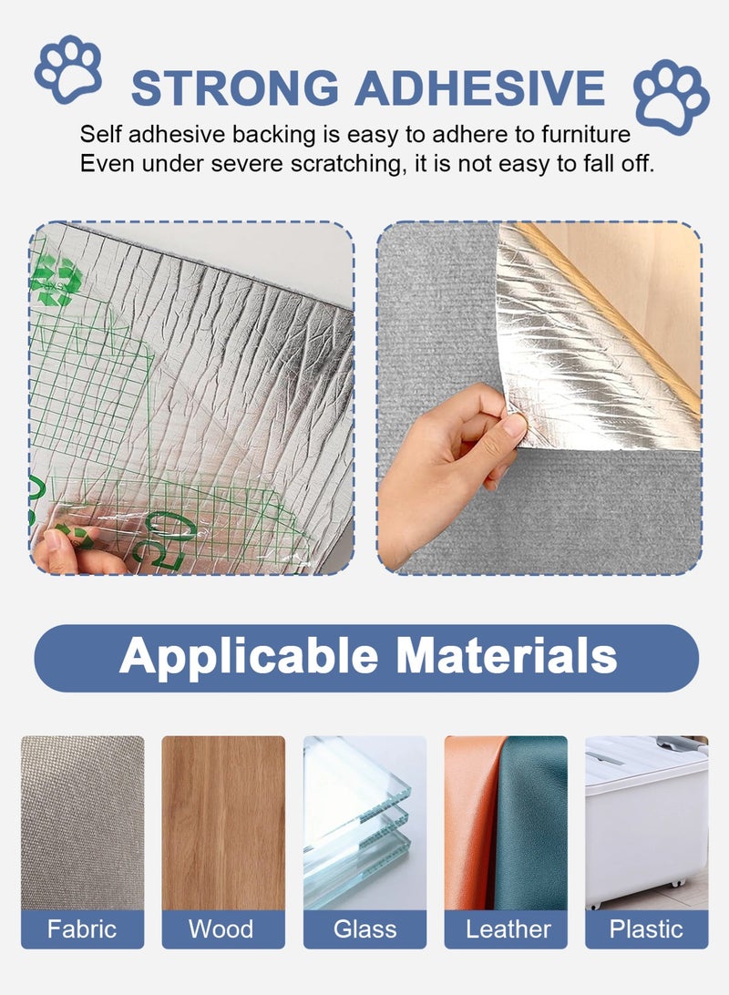 أوربازار واقي أثاث ضد خدش القطط، سجادة ذاتية اللصق قابلة للقص، سجادة خدش للقطط يمكنك صنعها بنفسك لتغطية برج القطط وحامي الأريكة من مخالب القطط (118 × 15.8 بوصة رمادي فاتح) - Image 3