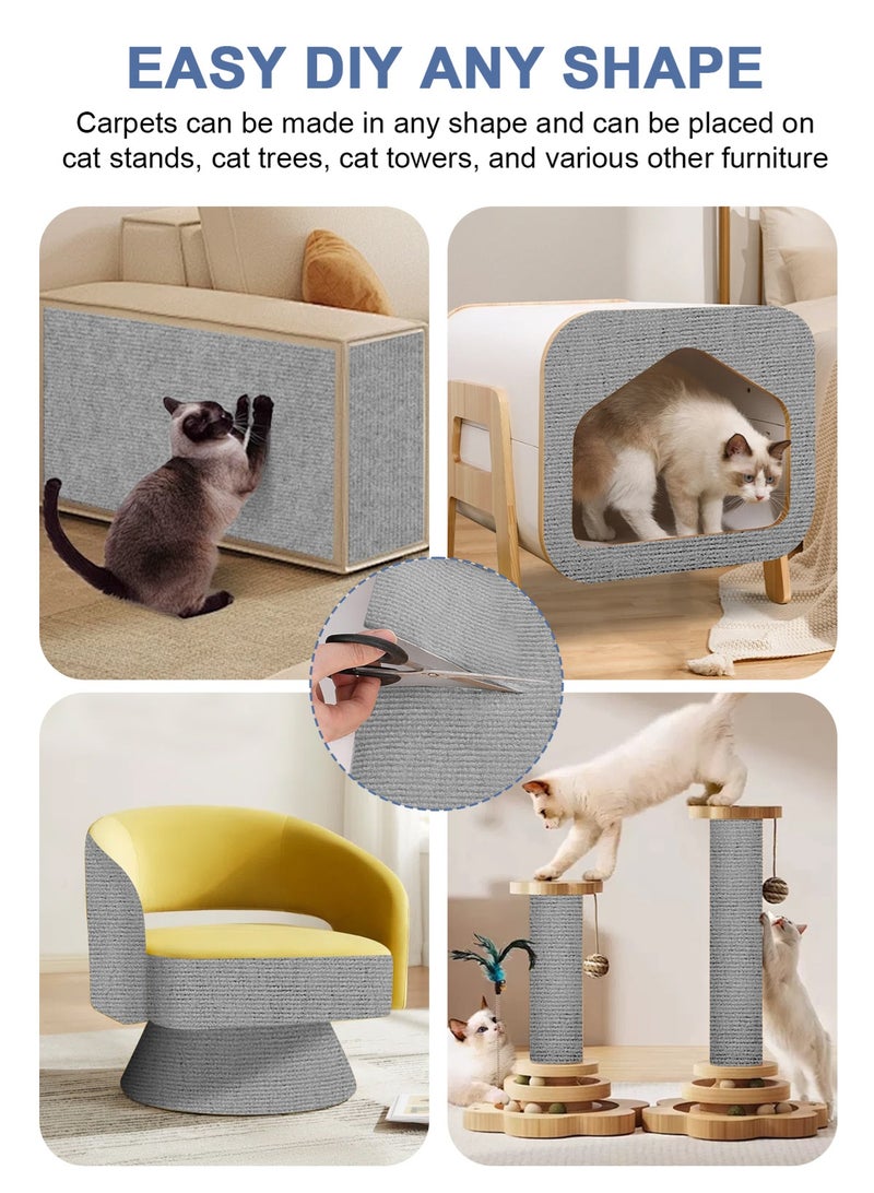 أوربازار واقي أثاث ضد خدش القطط، سجادة ذاتية اللصق قابلة للقص، سجادة خدش للقطط يمكنك صنعها بنفسك لتغطية برج القطط وحامي الأريكة من مخالب القطط (118 × 15.8 بوصة رمادي فاتح) - Image 4