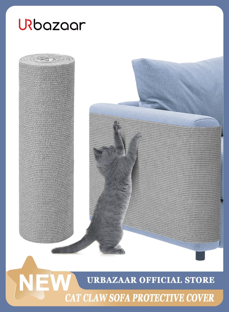 أوربازار واقي أثاث ضد خدش القطط، سجادة ذاتية اللصق قابلة للقص، سجادة خدش للقطط يمكنك صنعها بنفسك لتغطية برج القطط وحامي الأريكة من مخالب القطط (118 × 15.8 بوصة رمادي فاتح) - Image 1