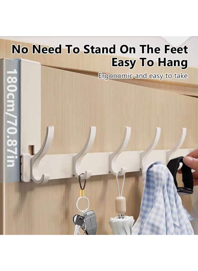 HOMESTAR Over The Door Hooks, 12-Hook Door Hanger Organizer for Bathroom & Bedroom, Heavy Duty Over Door Towel Rack, Coat Hat Bag Hanger with Rust-Resistant Hooks, Space-Saving Home Storage Solution - Image 5