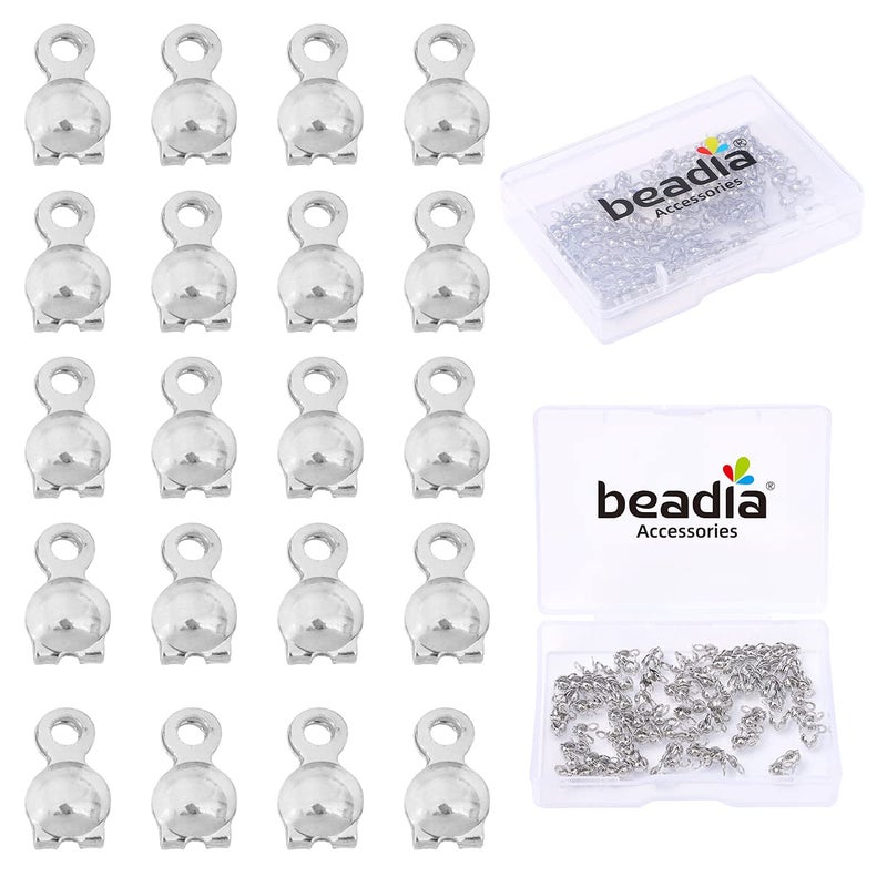 BEADIA Platinum Plated End Caps Non Tarnish 3x6mm 200pcs for Jewelry Making Findings - Image 1