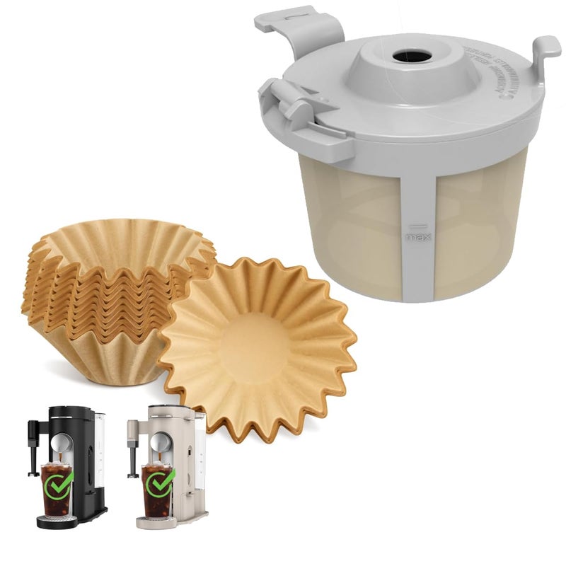 brikinte White Permanent Coffee Filter & 100Pcs Paper Coffee Filters Compatible with Ninja Coffee Maker, Ninja PB051 & PB041 Single-Serve Coffee Maker - Image 1
