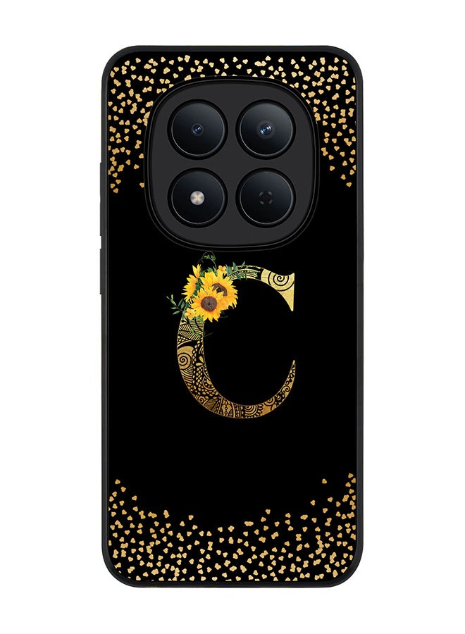 For Xiaomi Redmi Note 15 Pro 5G Case,Slim fit Camera Protection, Shockproof Thin Phone cover  - Custom Floral Monogram - C ( Black )