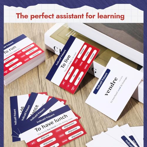 Resurhang 200 Pcs French Flashcards French Verb Conjugation Present Tense Flash Cards English for Adults Study - Image 5