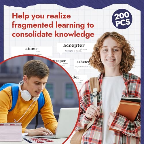 Resurhang 200 Pcs French Flashcards French Verb Conjugation Present Tense Flash Cards English for Adults Study - Image 4
