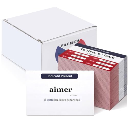 Resurhang 200 Pcs French Flashcards French Verb Conjugation Present Tense Flash Cards English for Adults Study - Image 1
