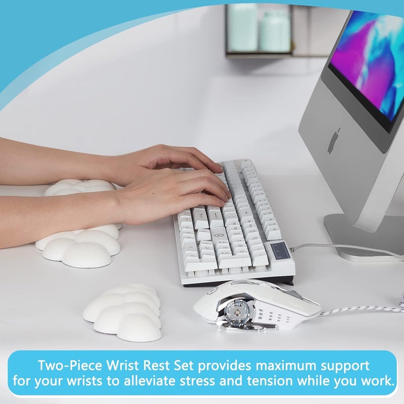 Keyboard Wrist Rest, Memory Foam Wrist Rest For Computer Keyboard, Ergonomic Palm Rest, Wrist Support For Keyboard Cloud Wrist Rest, Mouse Pad Wrist Support - Laptop, And Computer Use (White) - Image 4