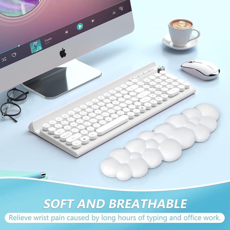 Keyboard Wrist Rest, Memory Foam Wrist Rest For Computer Keyboard, Ergonomic Palm Rest, Wrist Support For Keyboard Cloud Wrist Rest, Mouse Pad Wrist Support - Laptop, And Computer Use (White) - Image 2