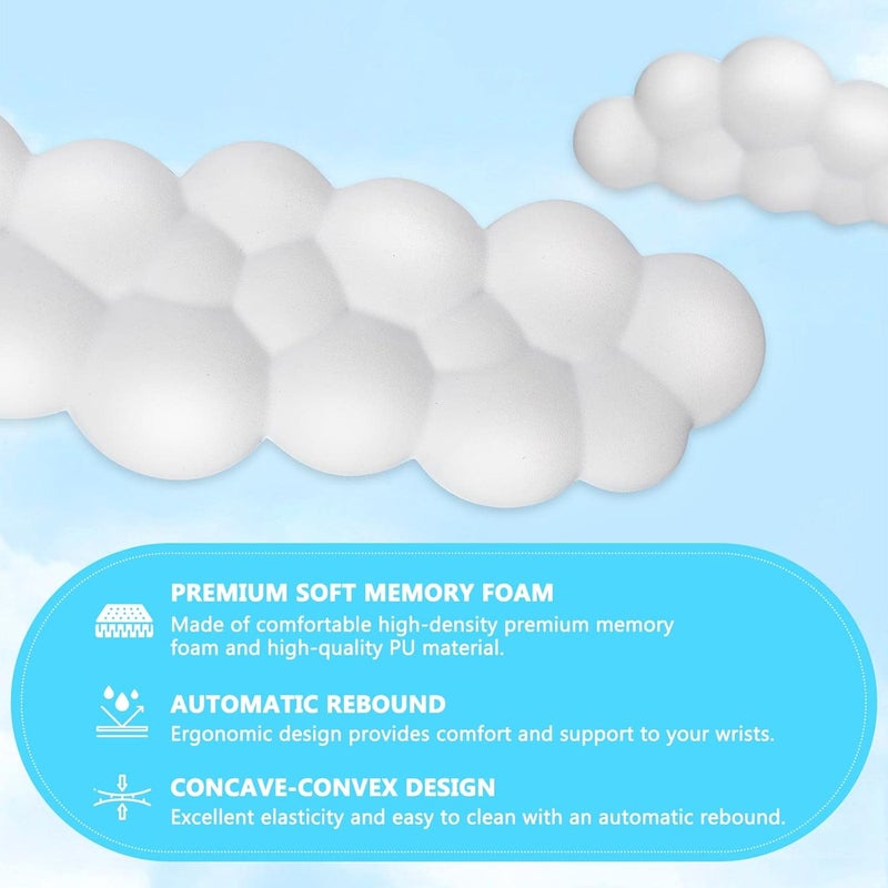 Keyboard Wrist Rest, Memory Foam Wrist Rest For Computer Keyboard, Ergonomic Palm Rest, Wrist Support For Keyboard Cloud Wrist Rest, Mouse Pad Wrist Support - Laptop, And Computer Use (White) - Image 5