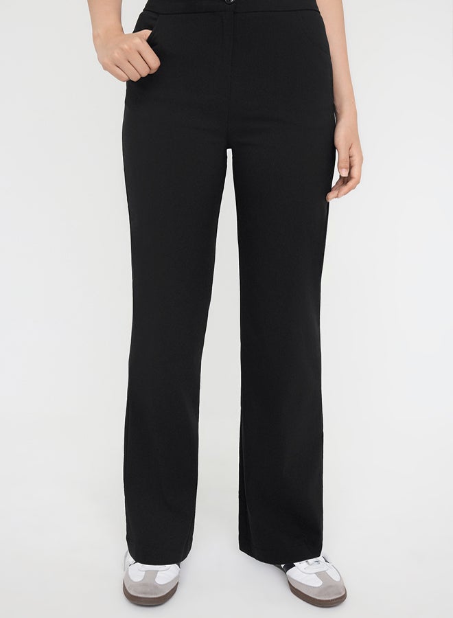 trendyol Black Fitted Lycra Flexible Wide Leg/Wide Leg Pants - Image 1