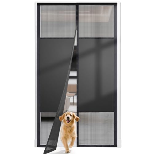 Fillis Magnetic Screen Door with Privacy Protection PET Mesh Screen Fit for Door Size 32x80 Inch Curtain Size 34x81 Inch Pet Friendly Screen Curatin for Doorway to Keeps Bugs Out - Image 1