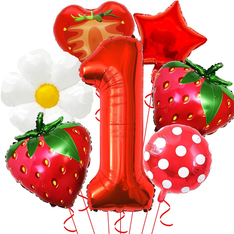 Corabsar Strawberry Balloons 1th Birthday Decorations for Girl 40 Inch Red 1 Balloons Strawberry Balloon for berry first birthday decor and Strawberry Party Decorations - Image 2