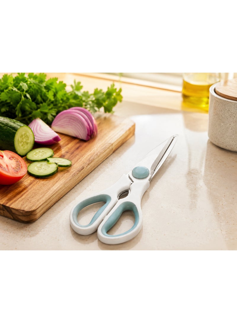 Kitchen Scissors Stainless Steel Food-Grade BPA-Free Handle Protective Cover Ergonomic Grip for Poultry Seafood Vegetables (Green Mint) - Image 3