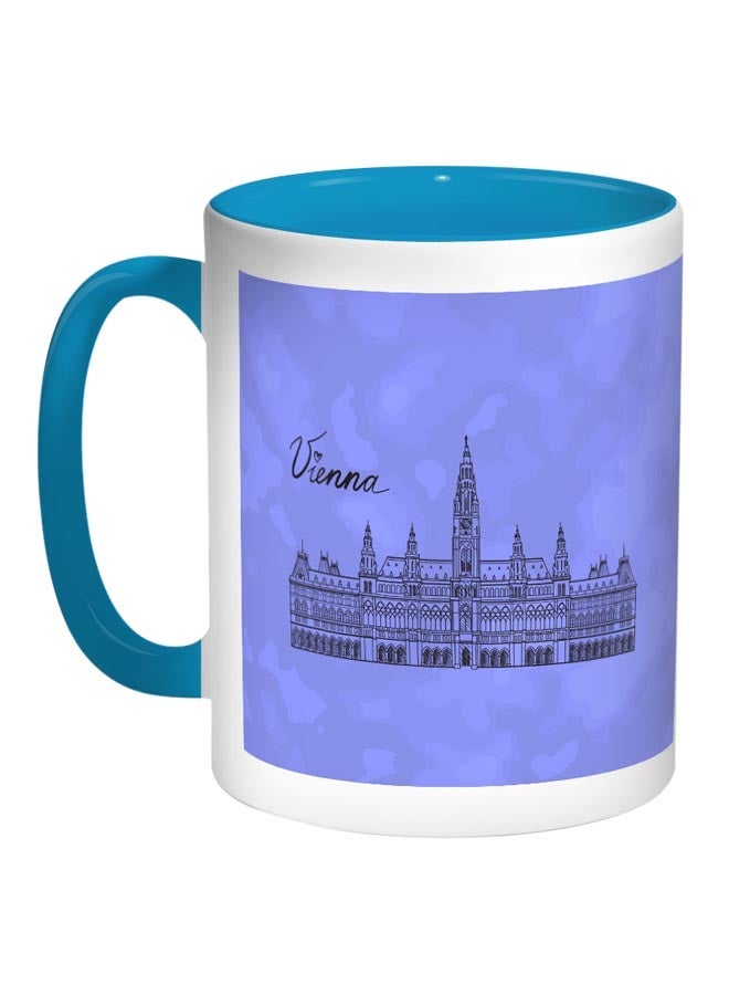 RYN Vienna Printed Coffee Mug Blue/White/Black 11ounce