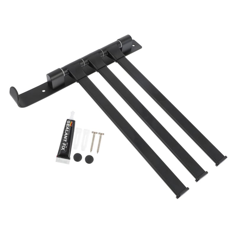 Black Aluminum Swivel Towel Rack Wall Mount Holder for Bathroom Towels Robes Clothes - Image 2