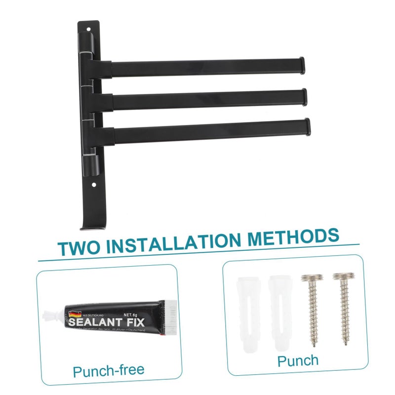 Black Aluminum Swivel Towel Rack Wall Mount Holder for Bathroom Towels Robes Clothes - Image 5