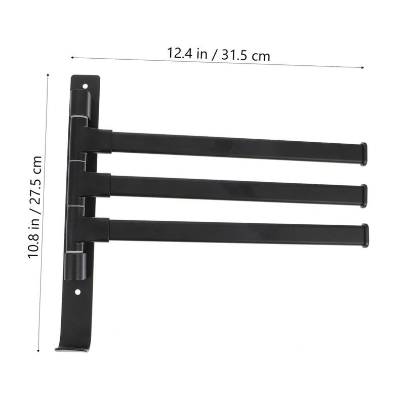 Black Aluminum Swivel Towel Rack Wall Mount Holder for Bathroom Towels Robes Clothes - Image 3