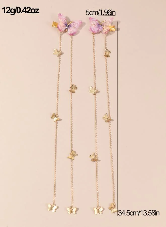 Take Two Take Two Set of 2 - Butterfly Tassel Pendant Hair Clip
