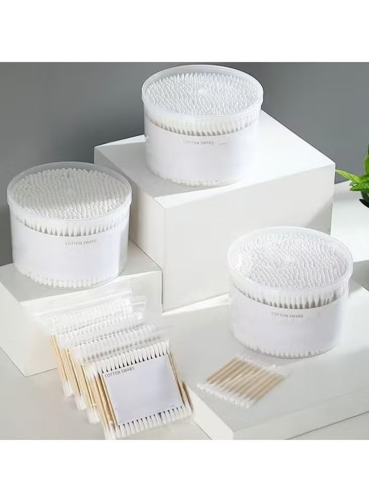 400 -Pieces Round and Pointed Double End Cotton Swabs Paper Sticks Biodegradable Hypoallergenic Cleansing Care Beauty Makeup Tools (White) - Image 2
