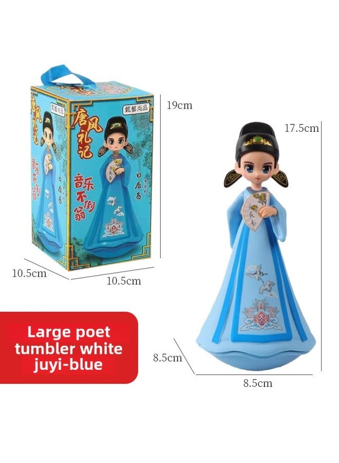 Datang Tumbler Little Sister Creative Xi'an Tourism Creative Doll Doll Toy Ornaments Gift-Color:Large Poetry White Juyi Blue - Image 1