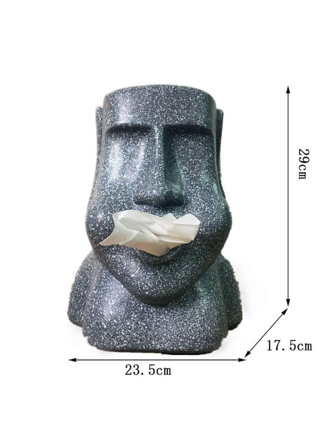 Creative Easter Island Statue Tissue Box Holder Resin Stone Portrait Napkin Dispenser Novelty Paper Towel Cover for Home Hotel Cafe Kitchen Decor - Image 2