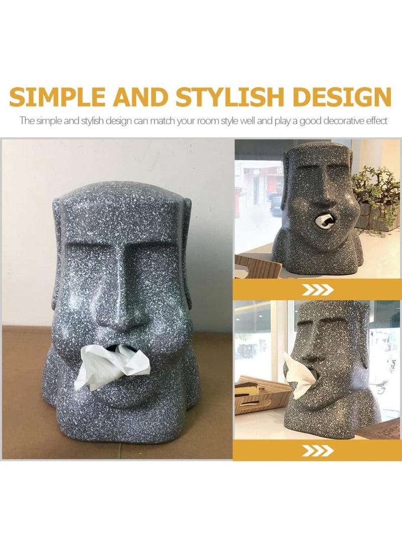 Creative Easter Island Statue Tissue Box Holder Resin Stone Portrait Napkin Dispenser Novelty Paper Towel Cover for Home Hotel Cafe Kitchen Decor - Image 3