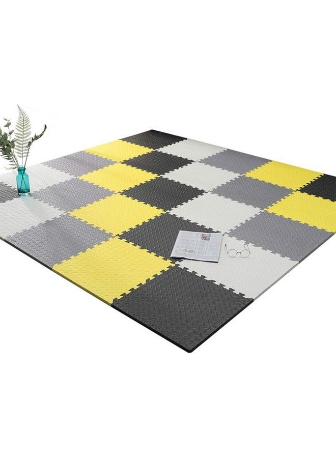 سيجناترون أرضيات سيجناترون المتشابكة || سجادة لعب متشابكة للأطفال || سجادة أرضية للمتاجر || سجادة أرضية للمطبخ || سجادة للحيوانات الأليفة || سمك ١٢ مم (٦ بلاطات - ٢٤ قدمًا مربعًا، رمادي - أصفر - أسود - أبيض) - Image 2