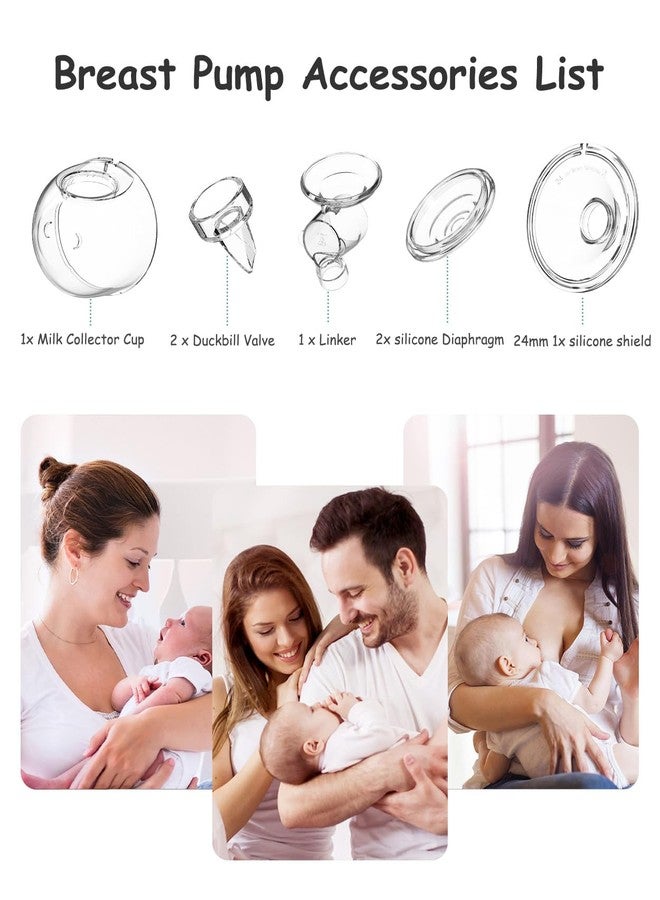 قطع غيار لمضخات الثدي القابلة للارتداء، ملحقات أكواب تجميع الحليب، متوافقة مع Momcozy TSRETE S12 S9 Kmaier S12، تشمل صمامًا على شكل منقار البط، شفة 24 مم، غشاء سيليكون، وصلة - Image 3