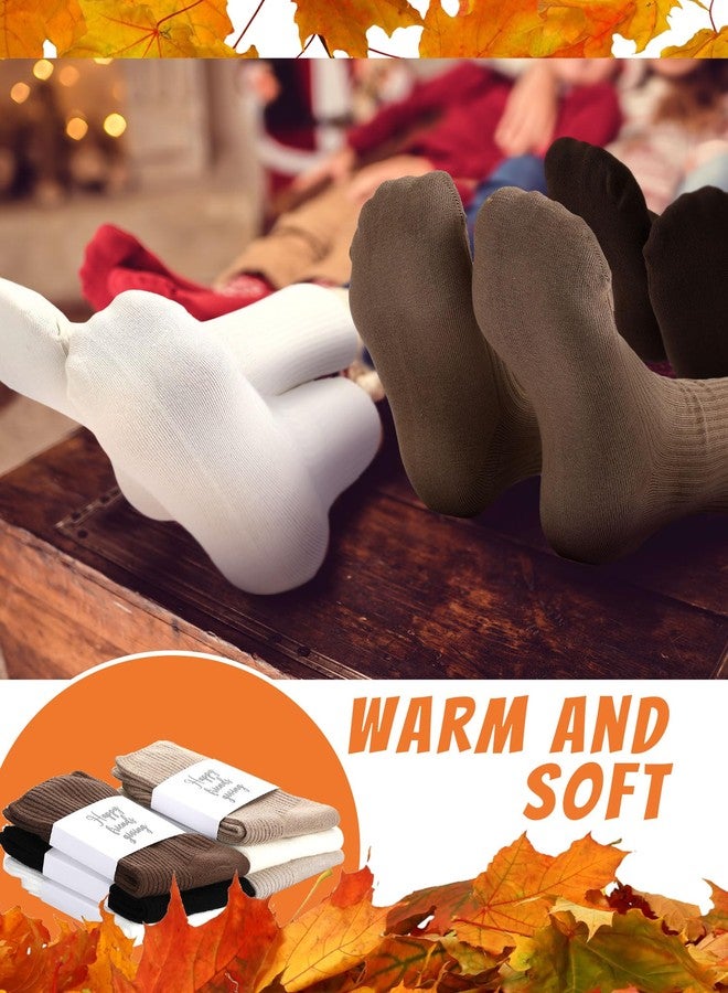 جيسيري مجموعة جيسيري المكونة من 12 زوجًا من جوارب عيد الشكر النسائية، جوارب قطنية فضفاضة، هدية مثالية للأصدقاء في عيد الشكر، ملابس وأحذية، لون محايد - Image 4