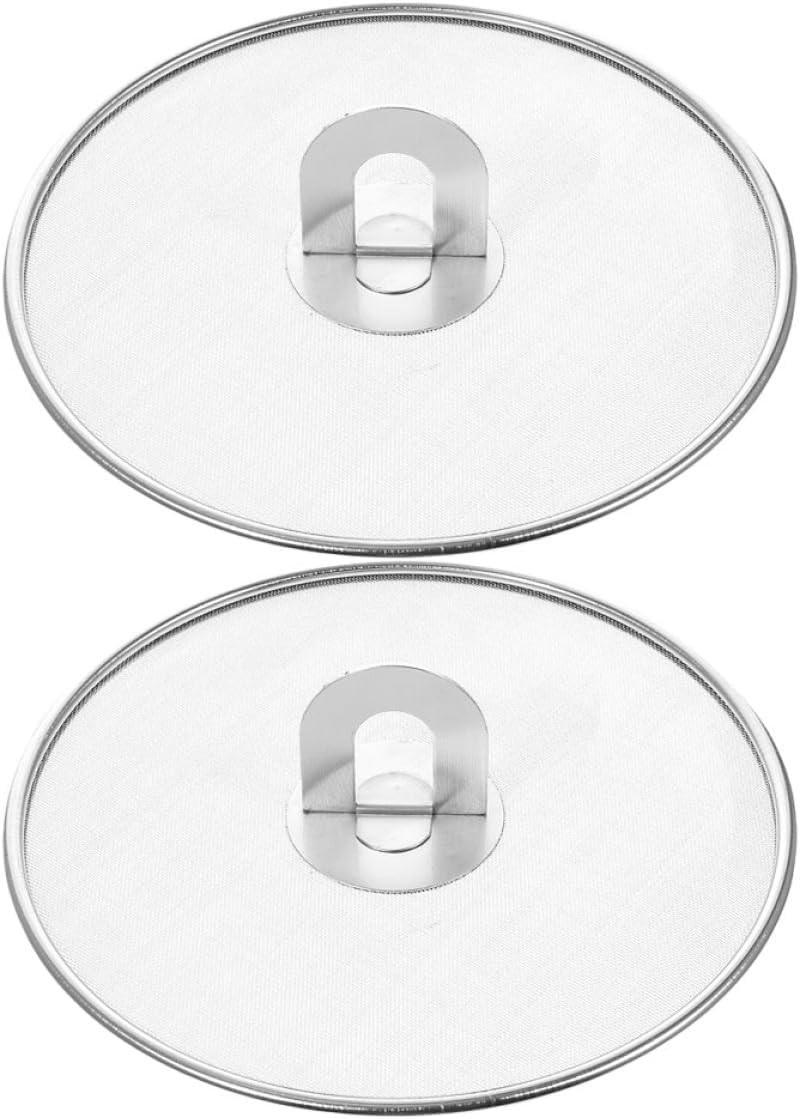 Alipis 2pcs Stainless Steel Splatter Screen for Cooking Frying Pan Mesh Oil Splash Guard Anti-spatter Cover 21cm for Home Kitchen Frying and Sautéing - Image 1