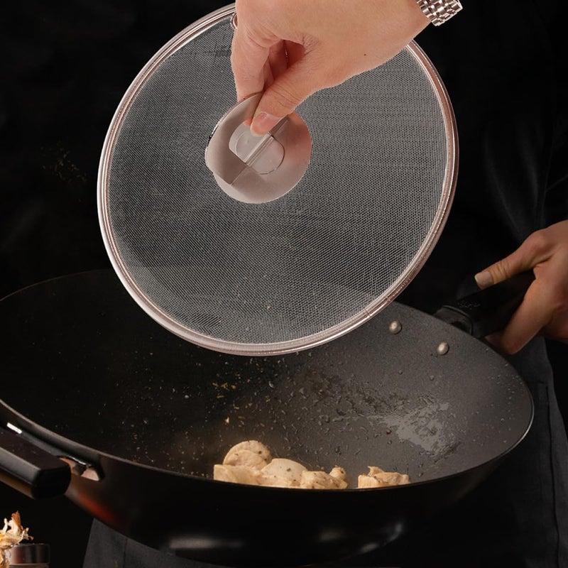 Alipis 2pcs Stainless Steel Splatter Screen for Cooking Frying Pan Mesh Oil Splash Guard Anti-spatter Cover 21cm for Home Kitchen Frying and Sautéing - Image 5