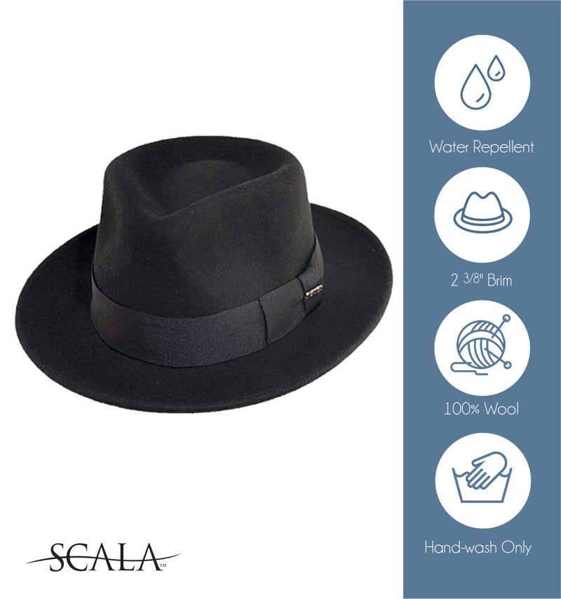 Scala Classico Men's Crushable Water Repelant Wool Felt Fedora Hat, Grey, X-Large - Image 2