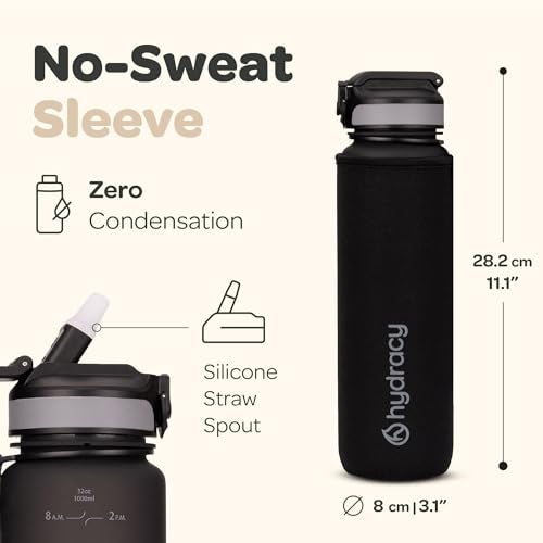 Hydracy Water Bottle with Times to Drink & Straw - Large 32 Oz BPA Free Motivational Water Bottle & No Sweat Sleeve -Leak Proof Gym Bottle with Time Marker - Ideal for Fitness, Sports & Outdoors - Image 5