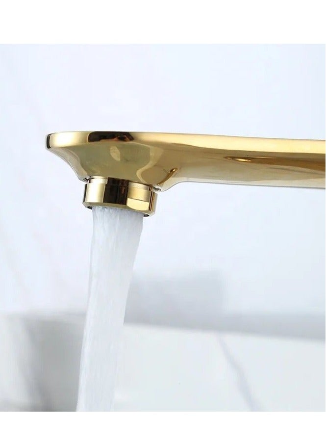 Automatic, shiny golden short sink mixer  - Image 4