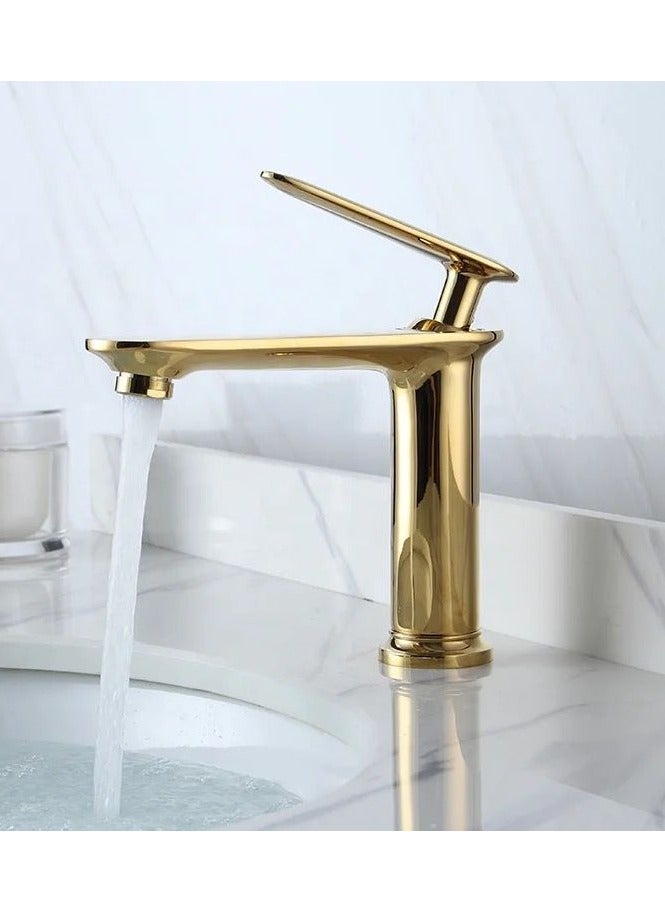 Automatic, shiny golden short sink mixer  - Image 2