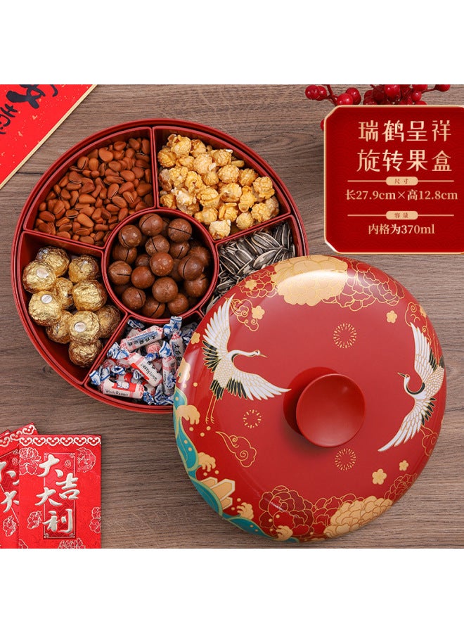 Creative Rotating Fruit and Snack Plate Wedding and New Year Candy Box Nut and Dried Fruit Storage Tray for Home Living Room Coffee Table